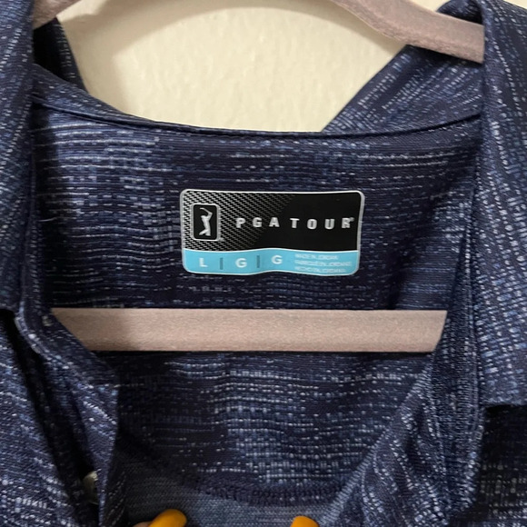 PGA Tour men’s golf polo size Large Blus brushed camo print lightweight wicking - Picture 2 of 7